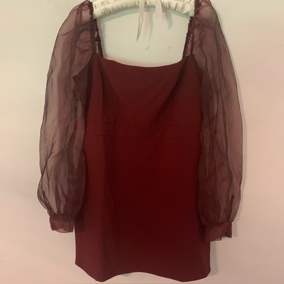 Fashion Nova Womens Cocktail Clubwear Sheer Puff Long Sleeve Mini Dress Size XL - Picture 2 of 14